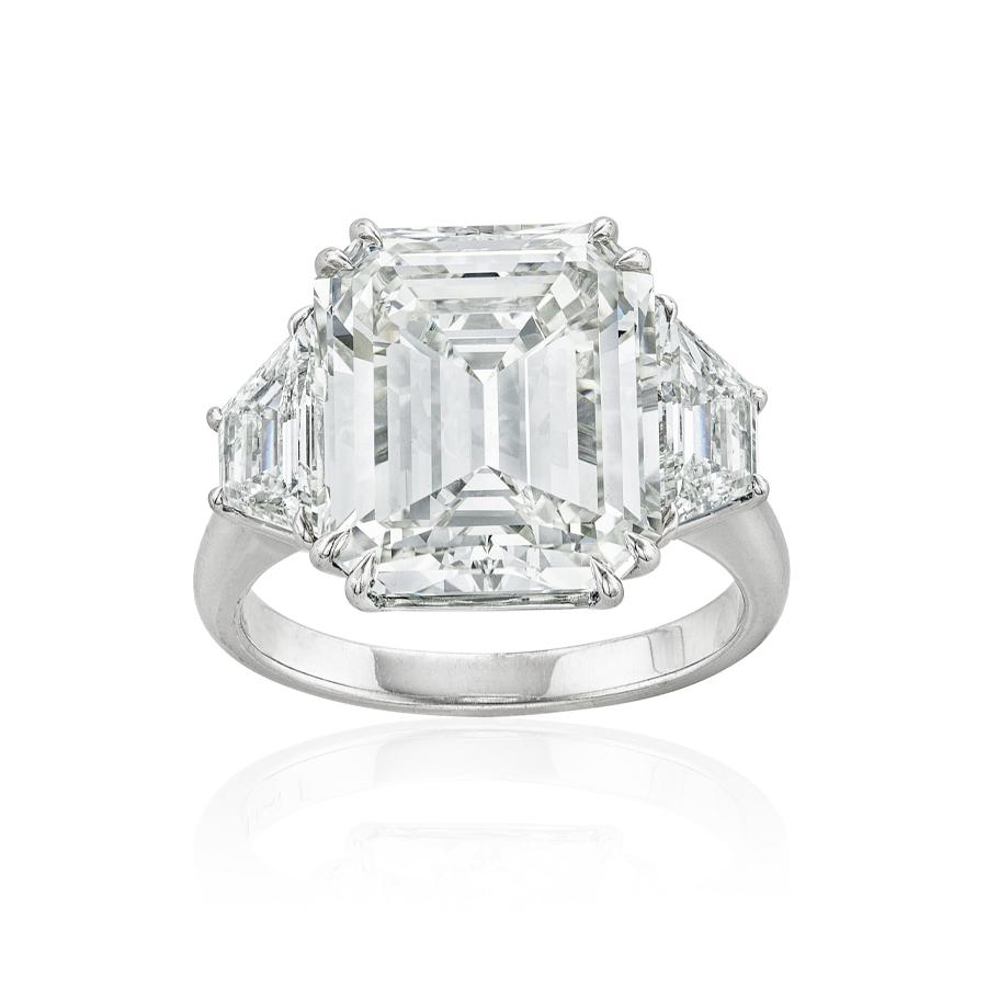 9.90 CT Emerald Cut Diamond Platinum Engagement Ring