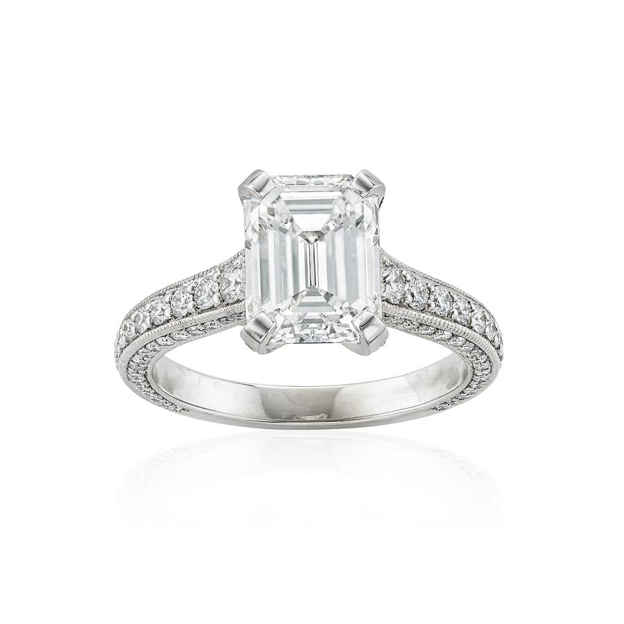 3.00 CT Emerald Cut Diamond White Gold Engagement Ring