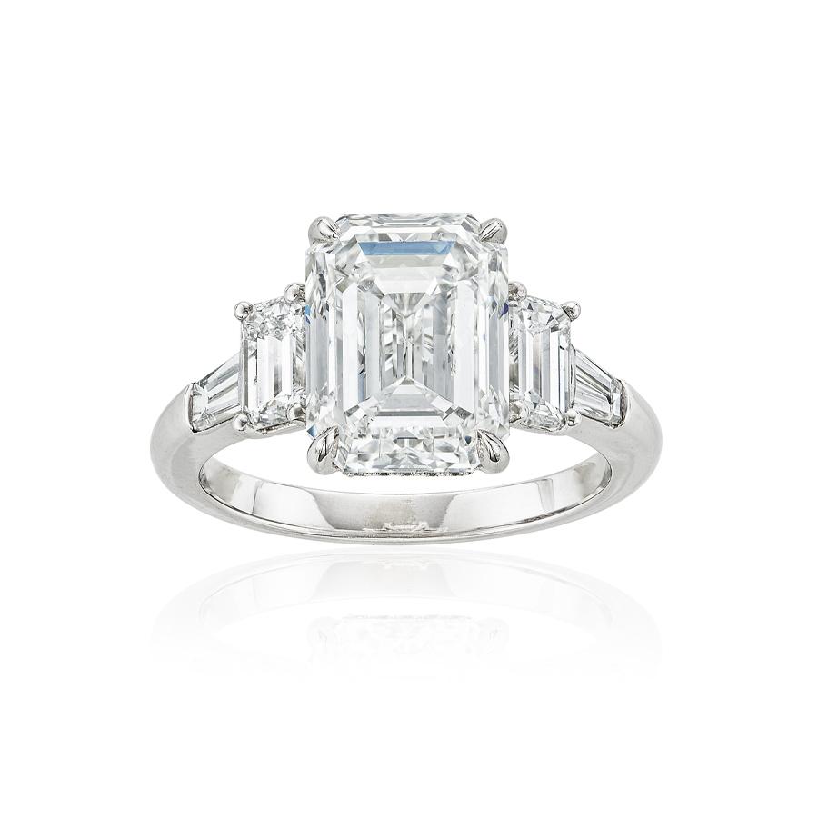 5.08 CT Emerald Cut Diamond White Gold Engagement Ring