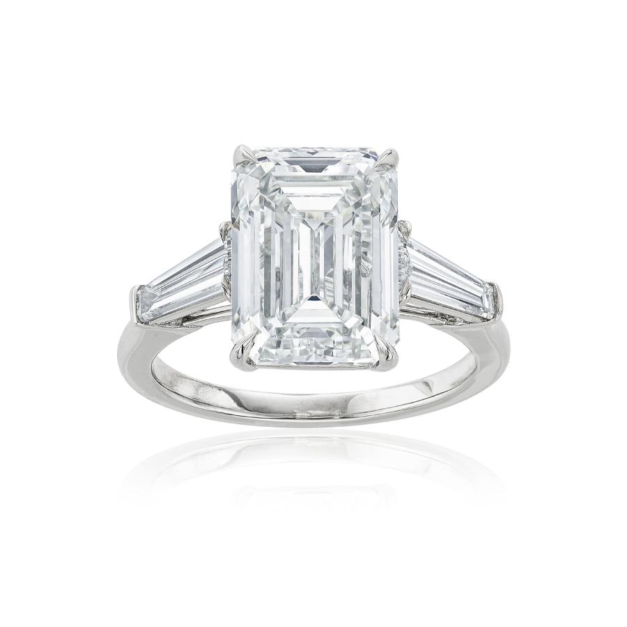 6.01 CT Emerald Cut Diamond Platinum Engagement Ring