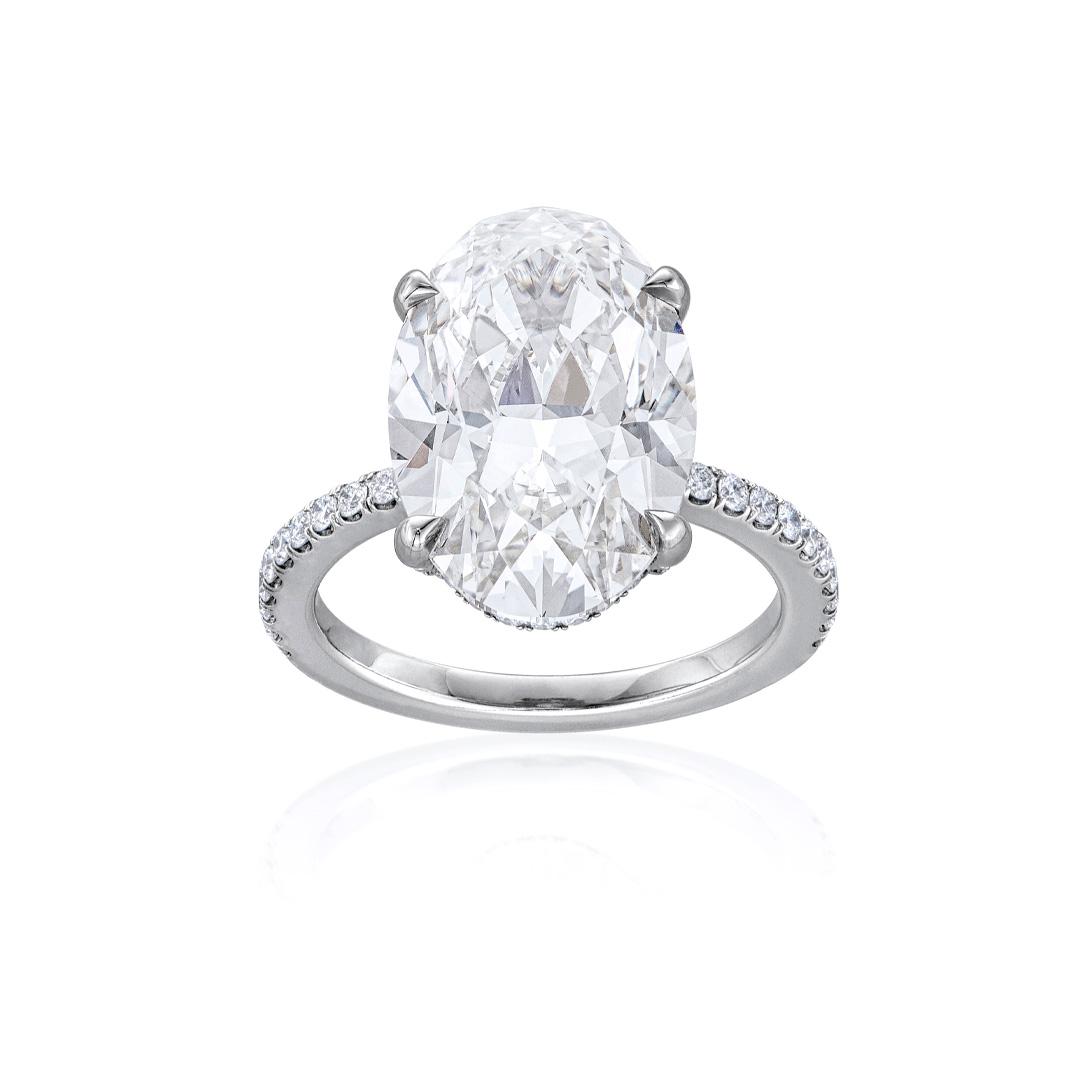 8.03 CT Oval Shape Diamond Platinum Engagement Ring