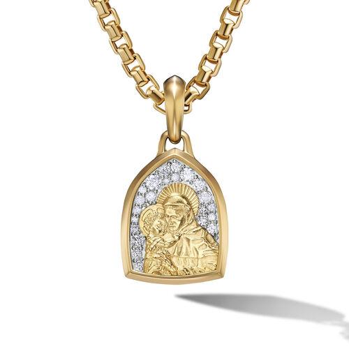David Yurman St. Anthony Amulet in 18K Yellow Gold with Pave Diamonds