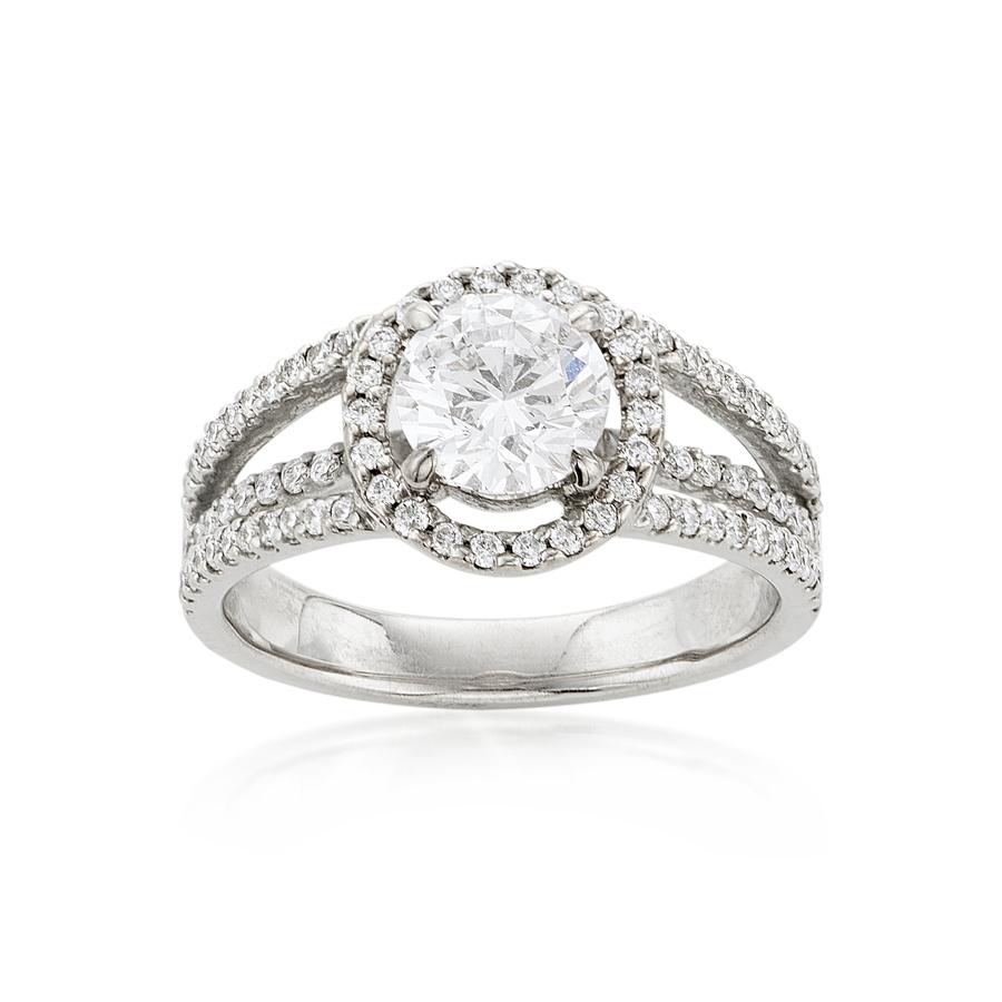 1.02 CT Round Diamond Split Band Engagement Ring