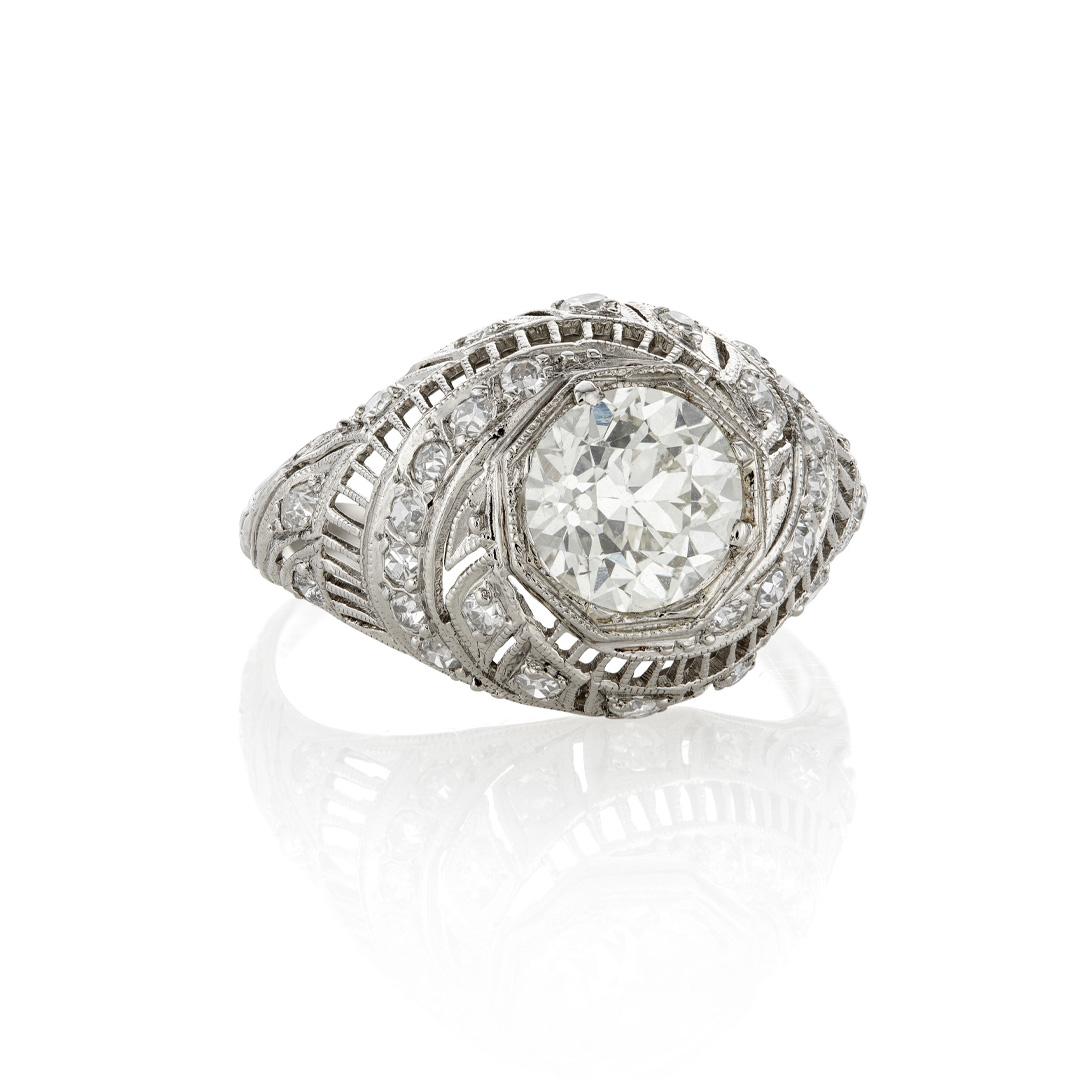 Estate Collection Platinum Swirl Engagement Ring
