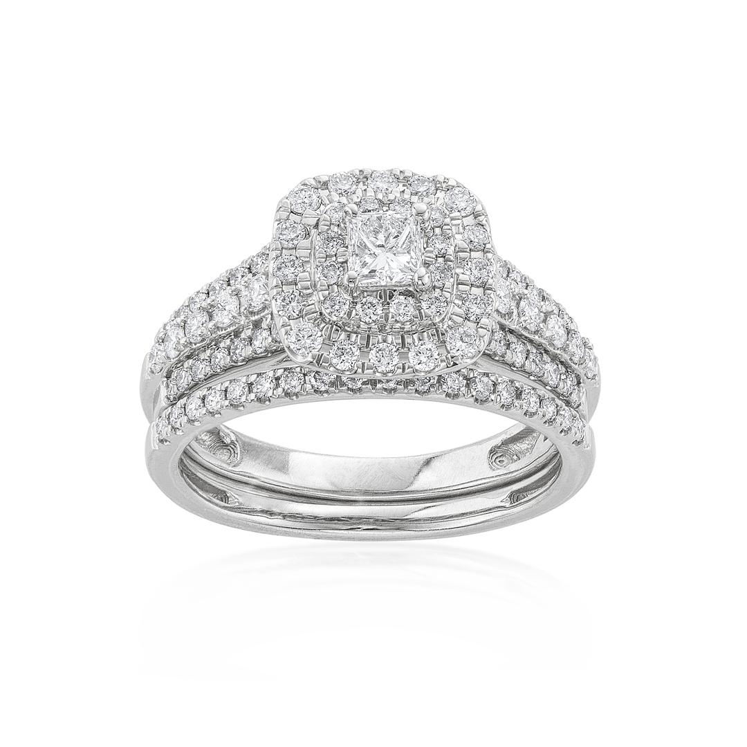 1.00 CTW Princess Cut Diamond Bridal Ring Set