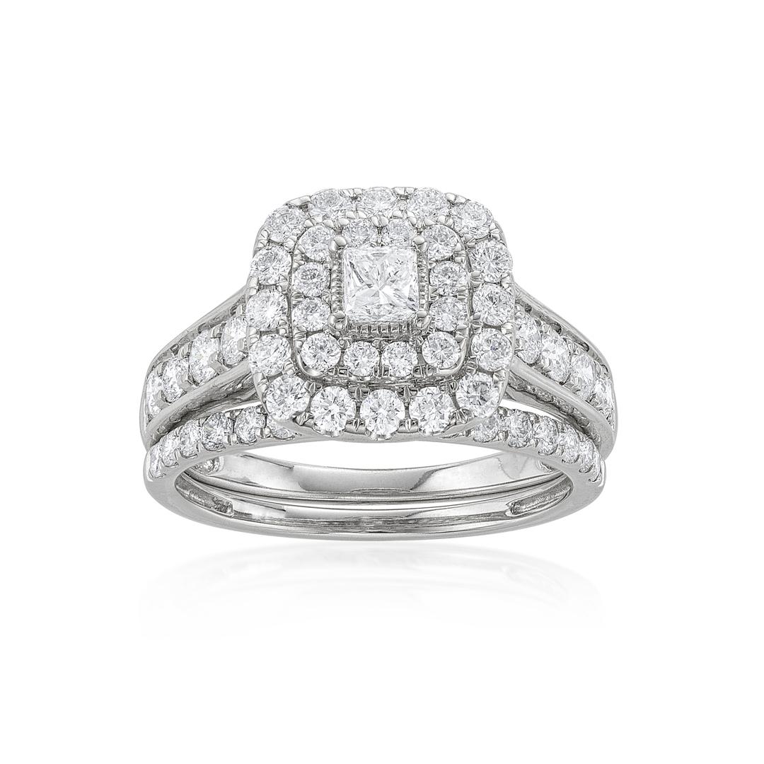 1.50 CTW Princess Cut Diamond Bridal Ring Set