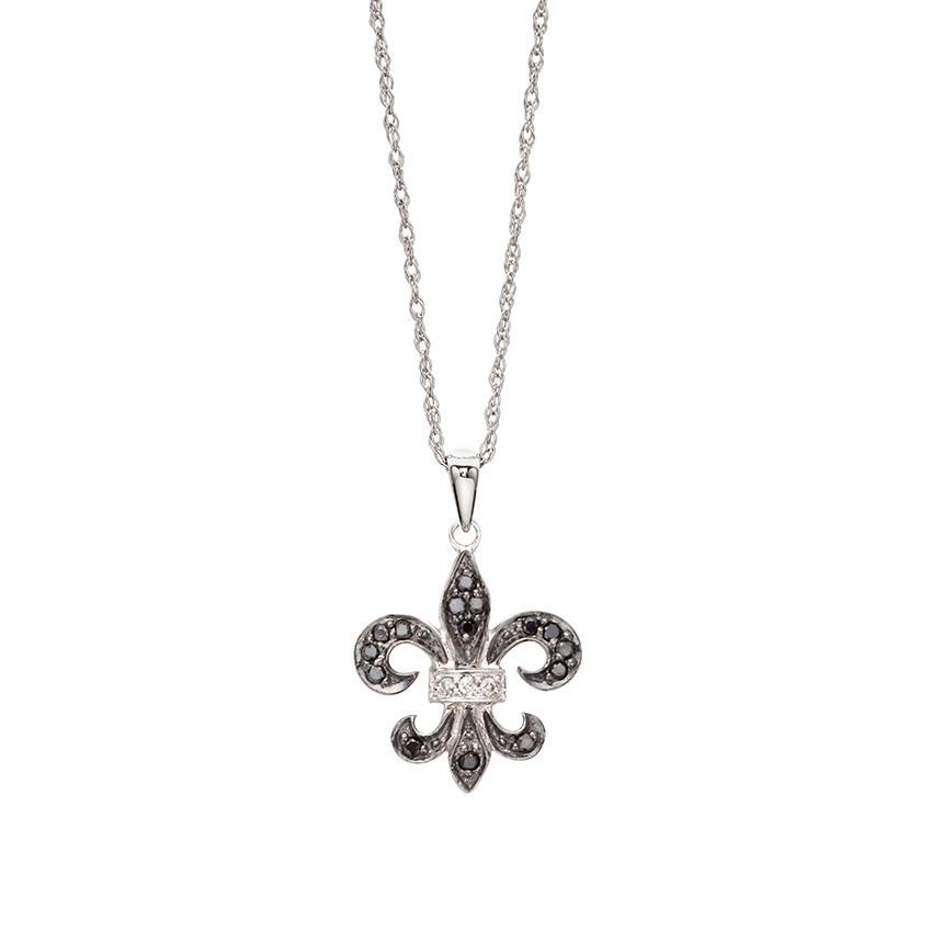 Black & White Diamond Fleur de Lis Necklace_2