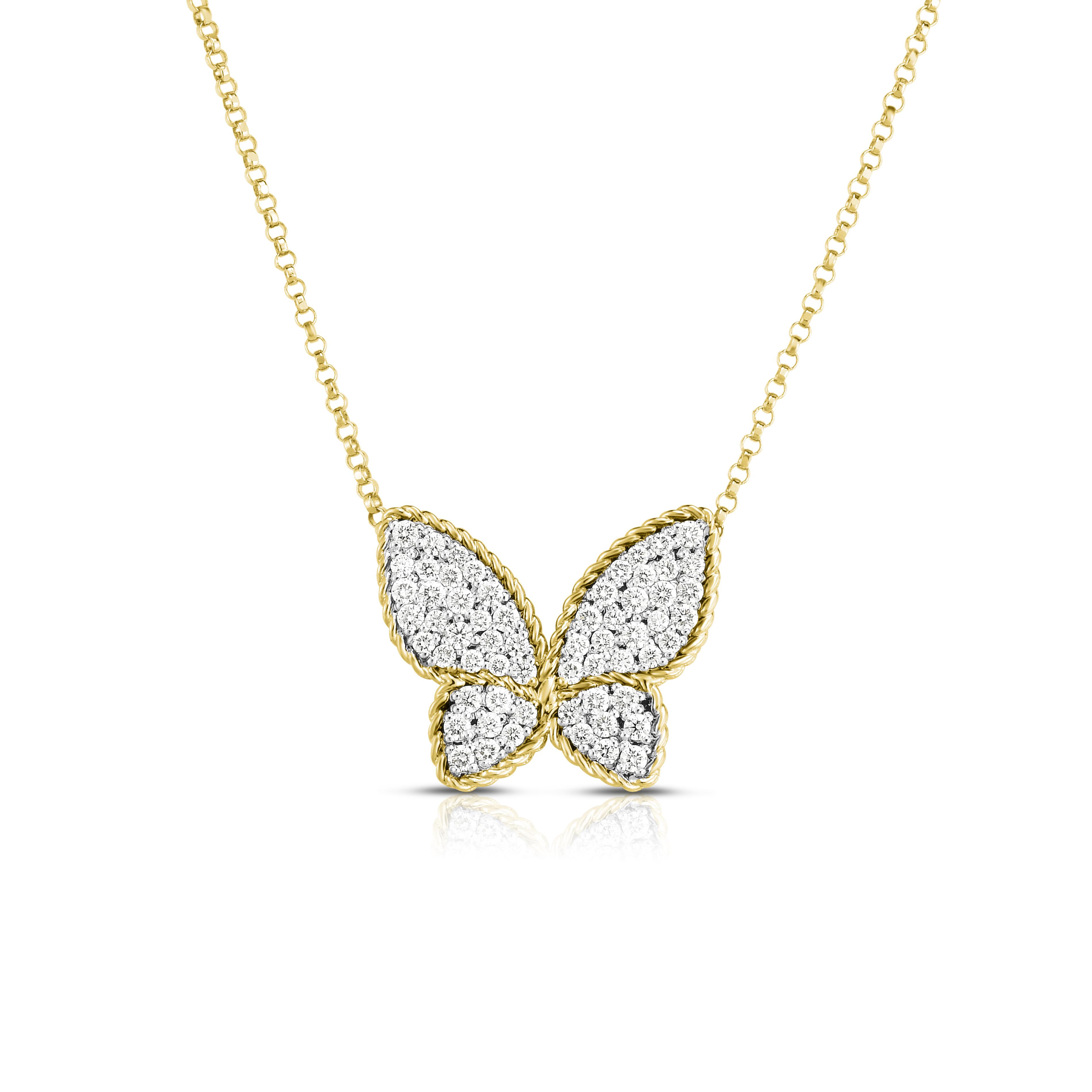 Roberto Coin Pave Diamond Butterfly Necklace