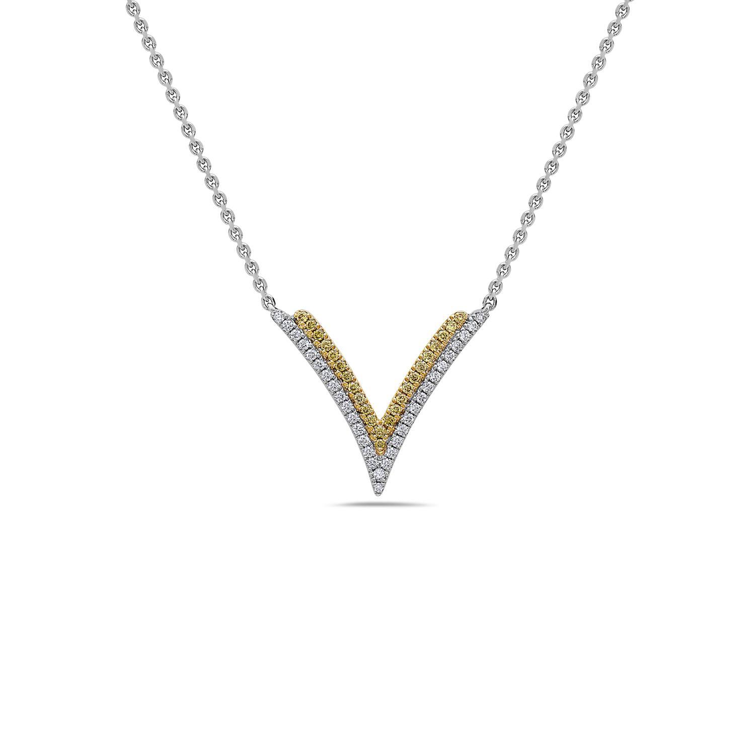 Charles Krypell Diamond Double V Pendant Necklace