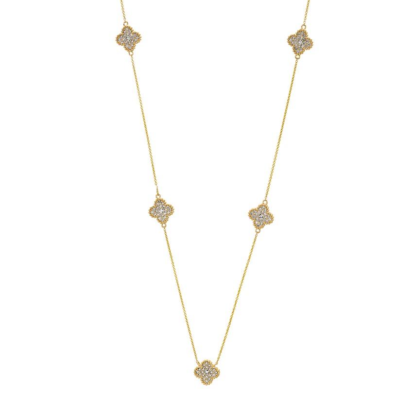 Yellow Gold & Diamond Floral Station Necklace