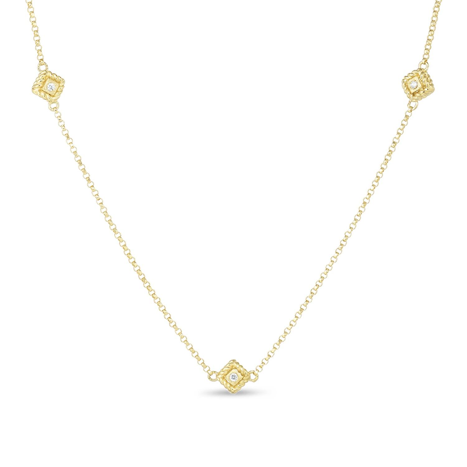 Roberto Coin 18k Yellow Gold Palazzo Ducale Diamond Station Necklace, 17.5"