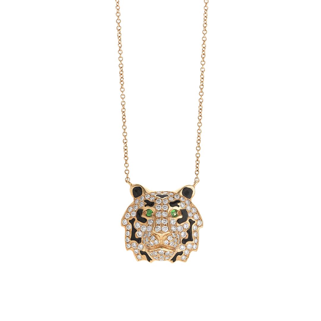 Rose Gold Tiger Diamond Necklace