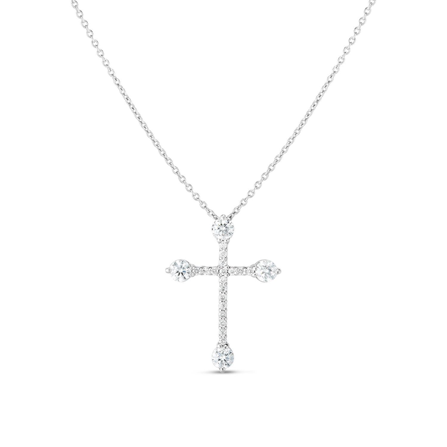 Roberto Coin 18k White Gold & Diamond Cross Pendant Necklace
