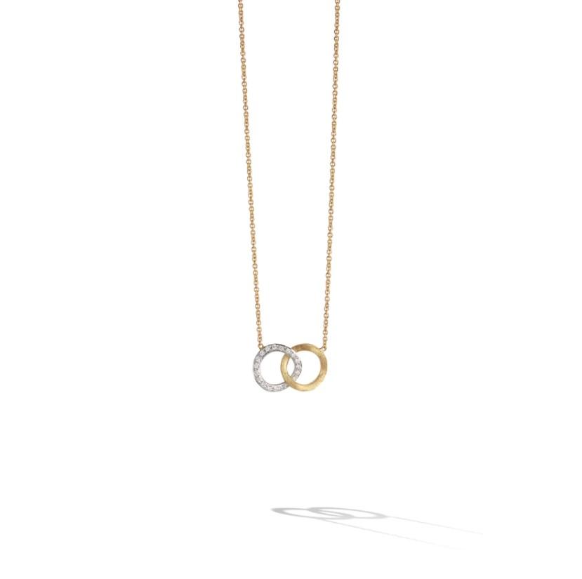 Marco Bicego Jaipur Collection 18K Yellow and White Gold Diamond Circle Link Pendant Necklace