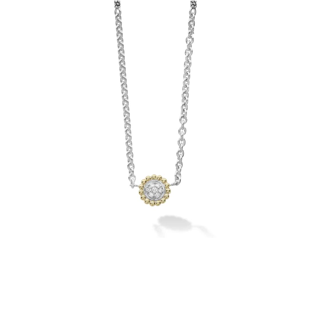 Lagos Caviar Lux Two Tone Diamond Pendant Necklace