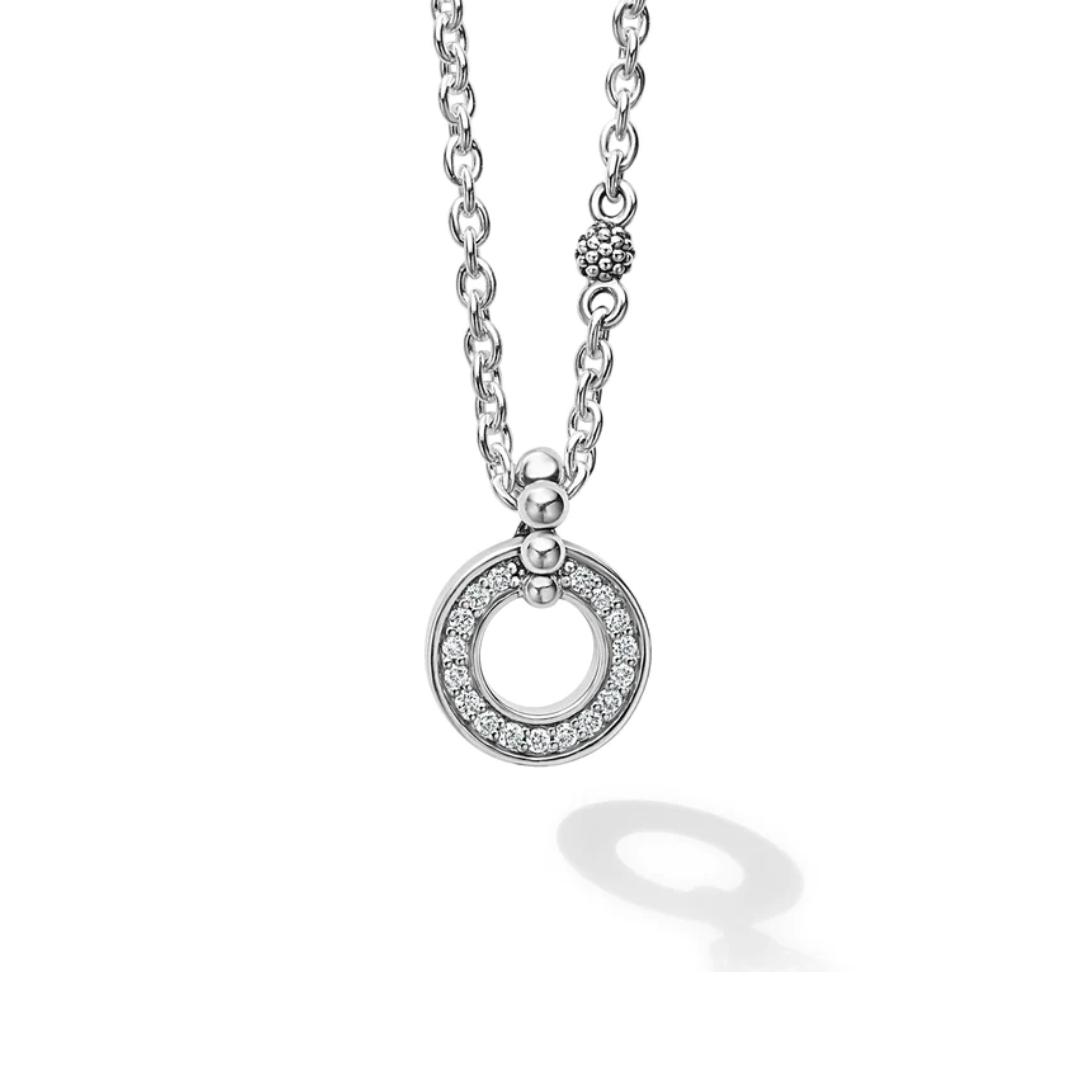 Lagos Caviar Spark Diamond Circle Pendant Necklace