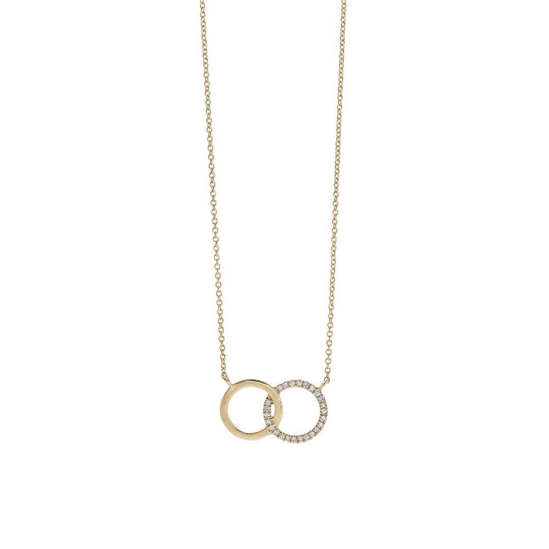 Pave and Polished Double Circle Necklace