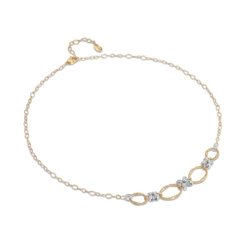 Marco Bicego Marrakech Onde Collection 18K Yellow and White Gold Half Necklace with Diamond Flowers