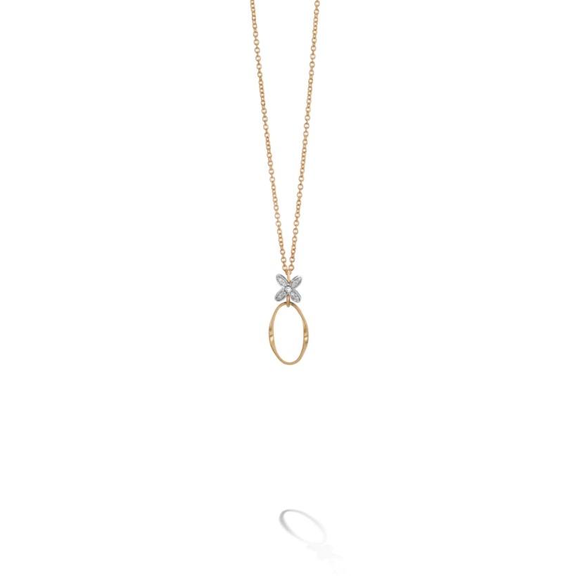Marco Bicego Marrakech Onde Collection 18K Yellow and White Gold Pendant with Diamond Flowers