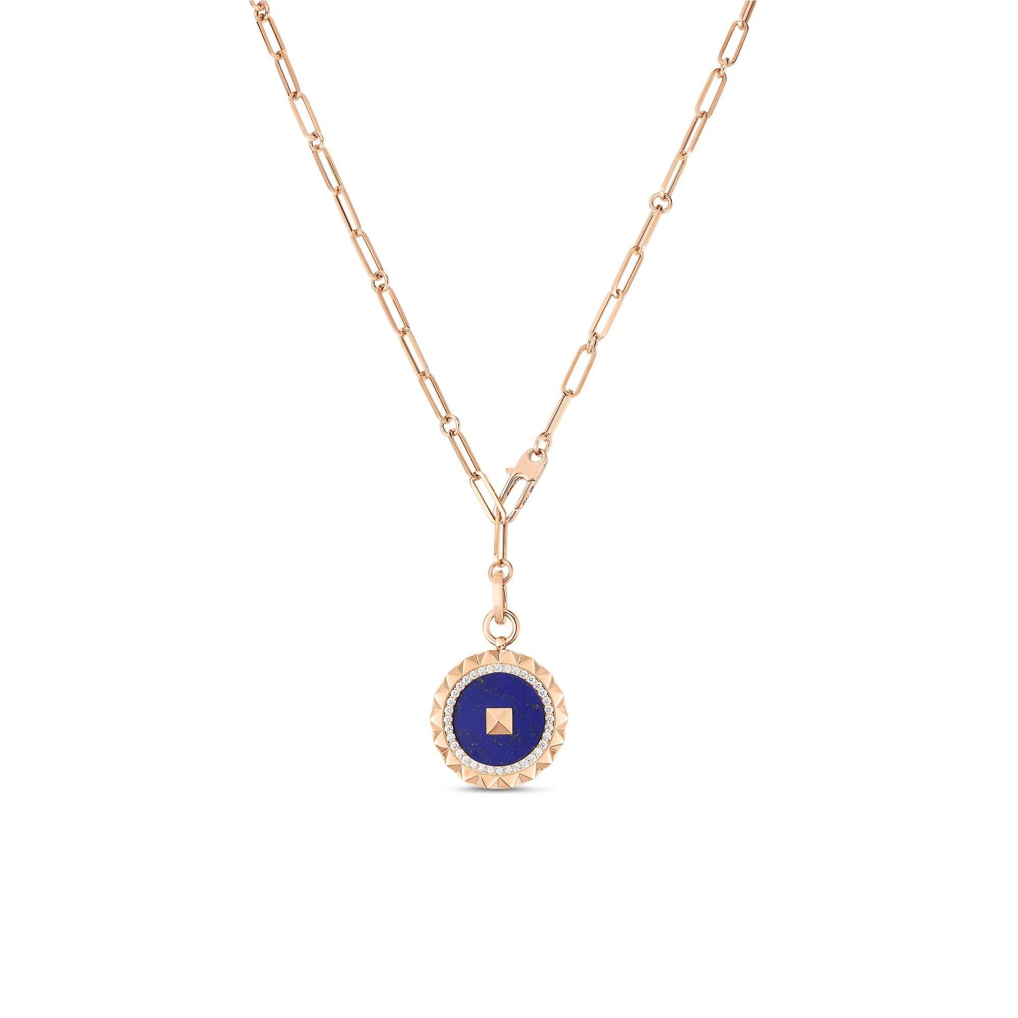 Roberto Coin 18k Rose Gold Obselisco Lapis Lariat Necklace