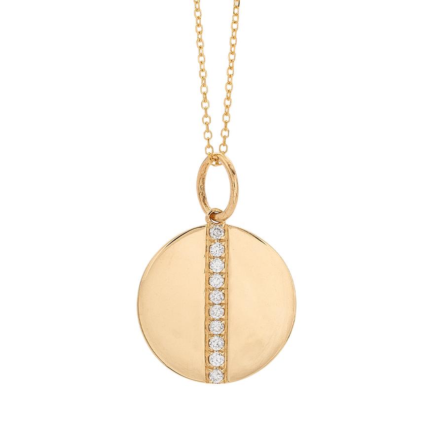 17mm Circle Pendant with Vertical Diamond Band