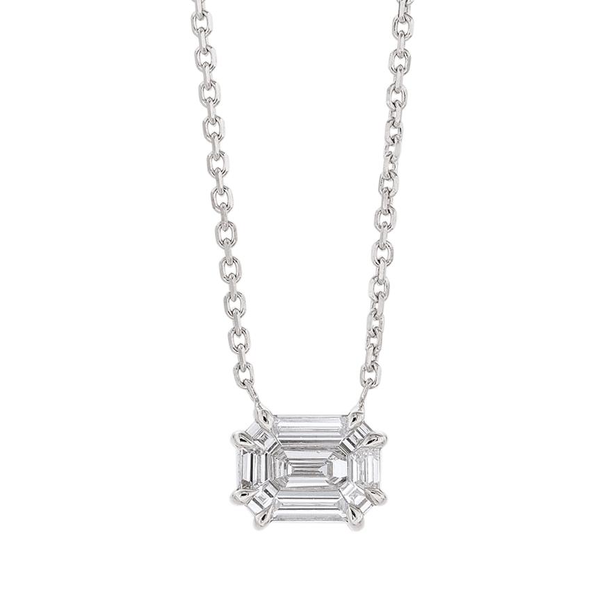 .72 CTW Emerald Cut & Baguette Diamond Necklace