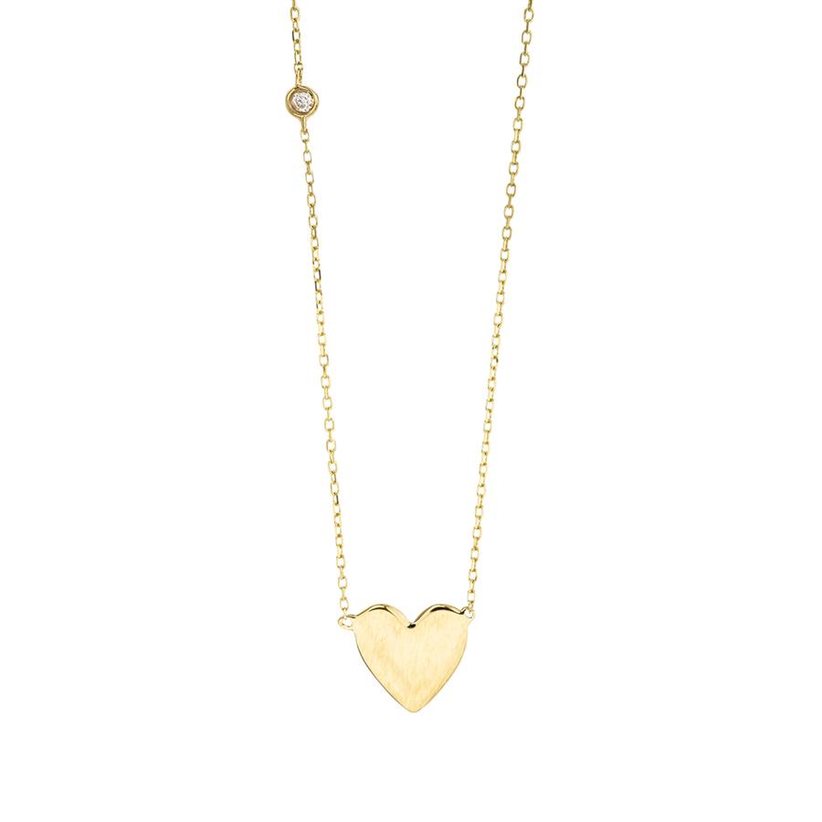 Petite Heart Necklace with Bezel Diamond Accent