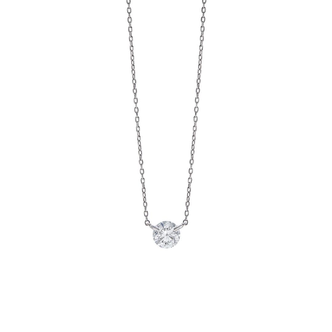 0.22 CT Solitaire Diamond 18k White Gold Necklace