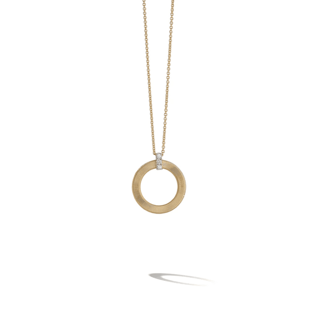 Marco Bicego Masai Collection 18K Yellow Gold and Diamond Single Circle Short Necklace