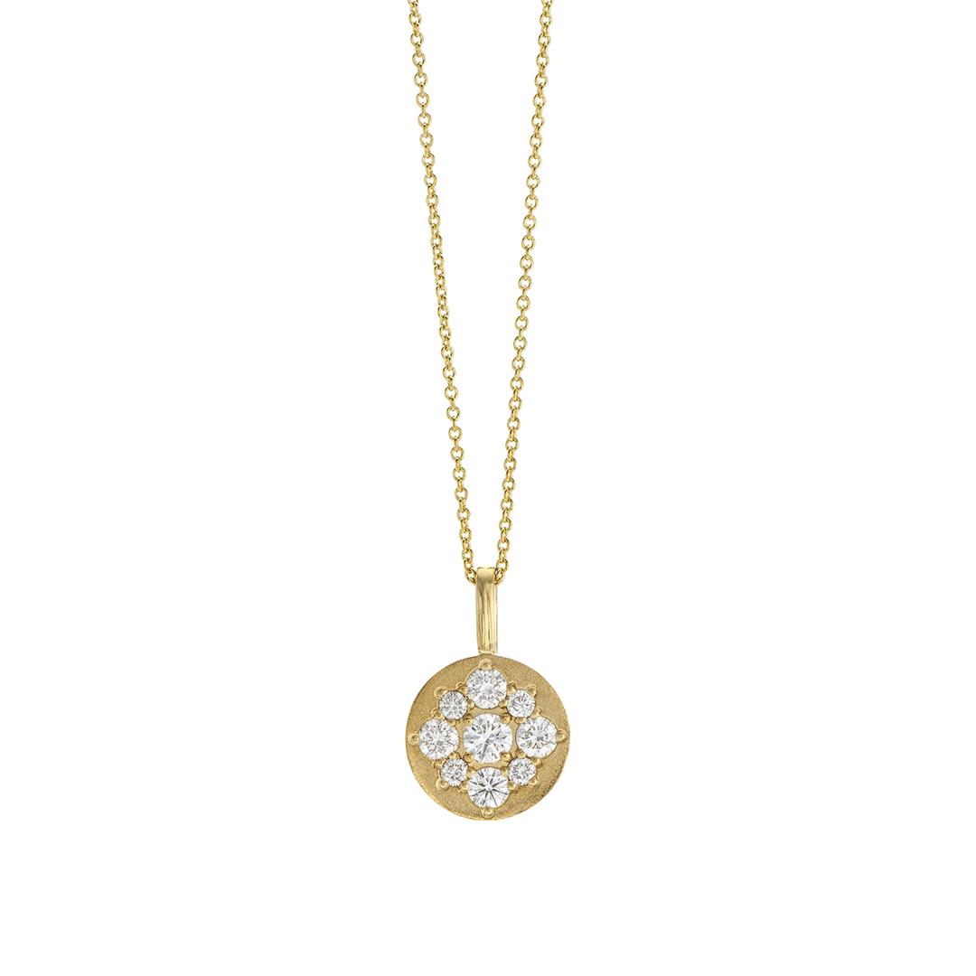 Flower Diamond Disc Necklace