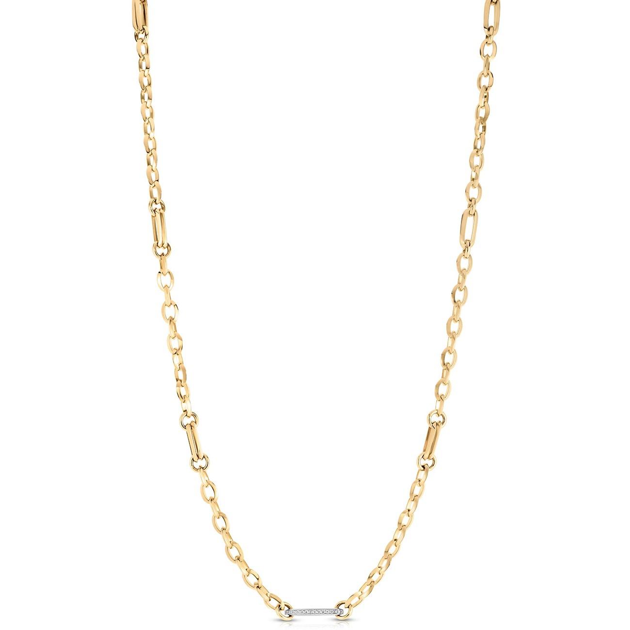 Roberto Coin Two Tone Diamond Link Chain Necklace
