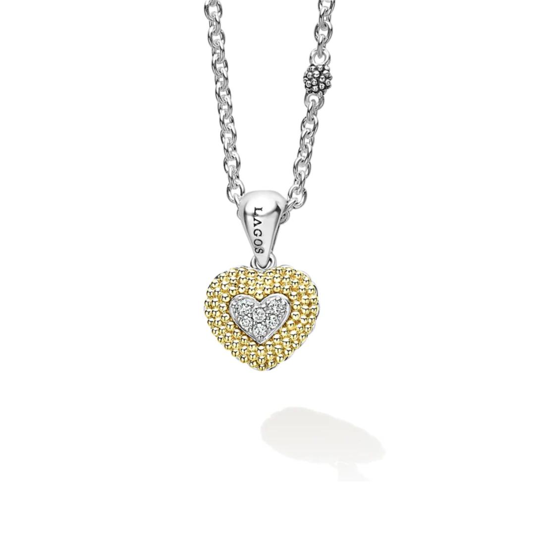 Lagos Caviar Lux Diamond Heart Necklace