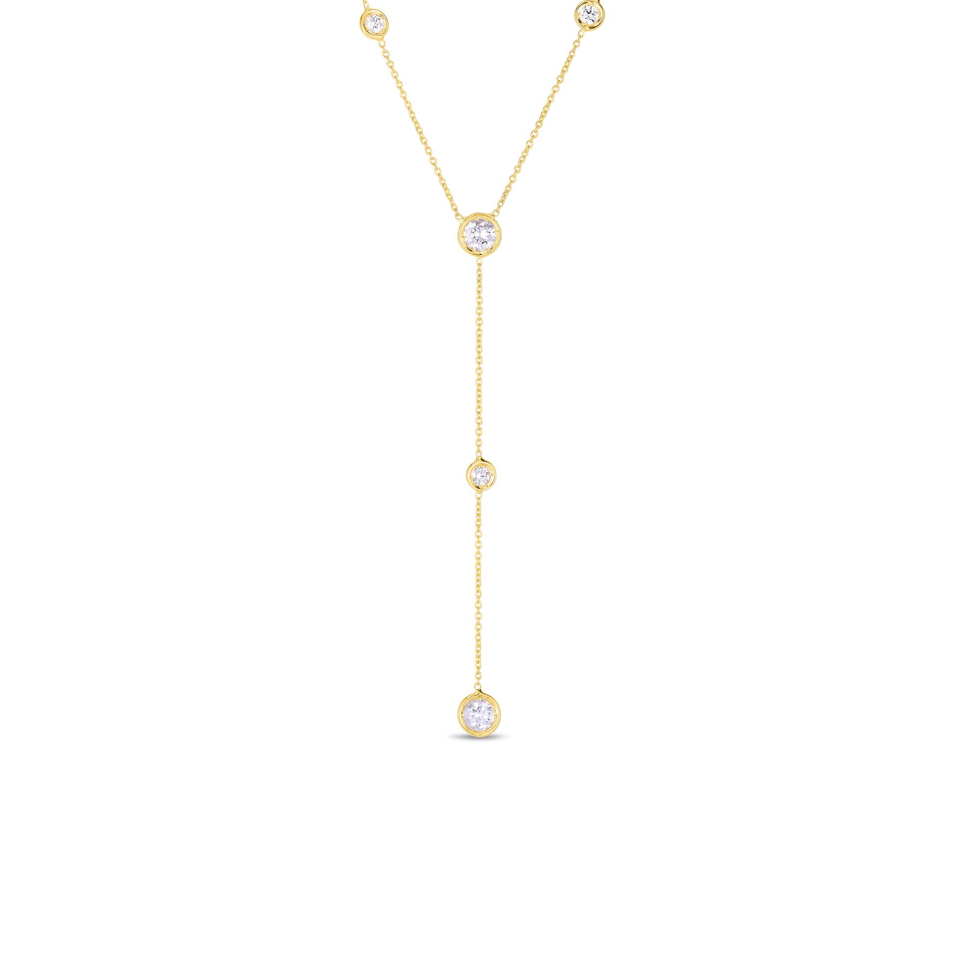 Roberto Coin Yellow Gold Bezel Diamond Dangle Necklace