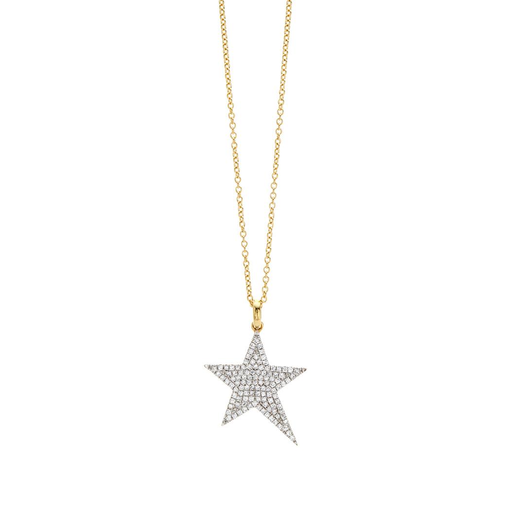 Five Point Star Pave Diamond Necklace