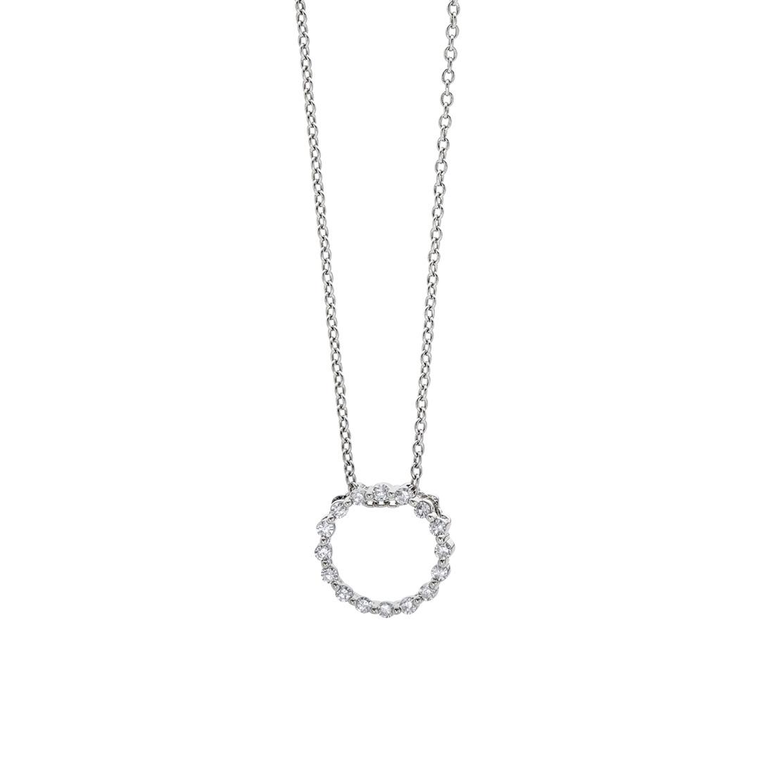 Sterling Silver Mini Circle Diamond Necklace