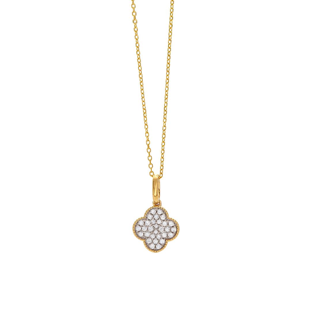 Pave Diamond Clover Pendant Necklace