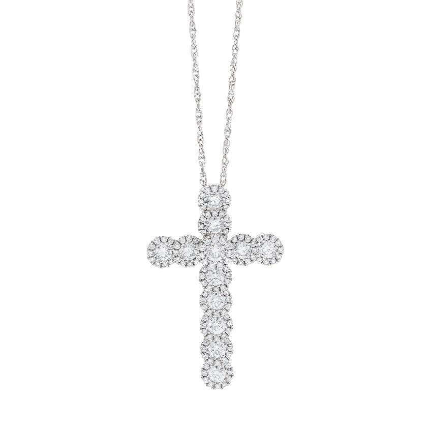 White Gold Diamond Cross Pendant Necklace