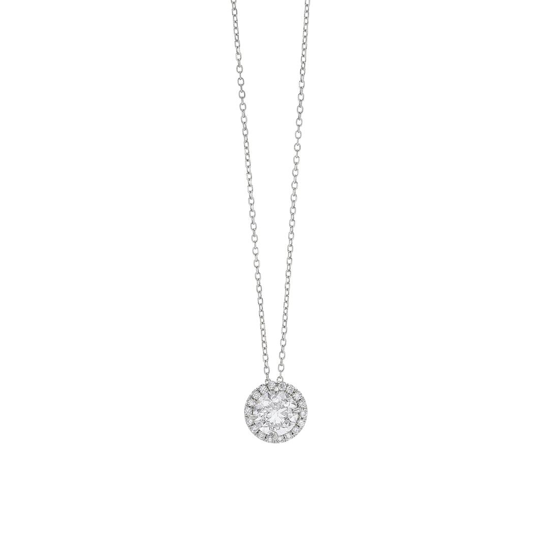 1.00 Carat Diamond Pendant Necklace with Halo