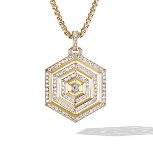 David Yurman Carlyle Pendant in 18K Yellow Gold with Full Pave Diamonds