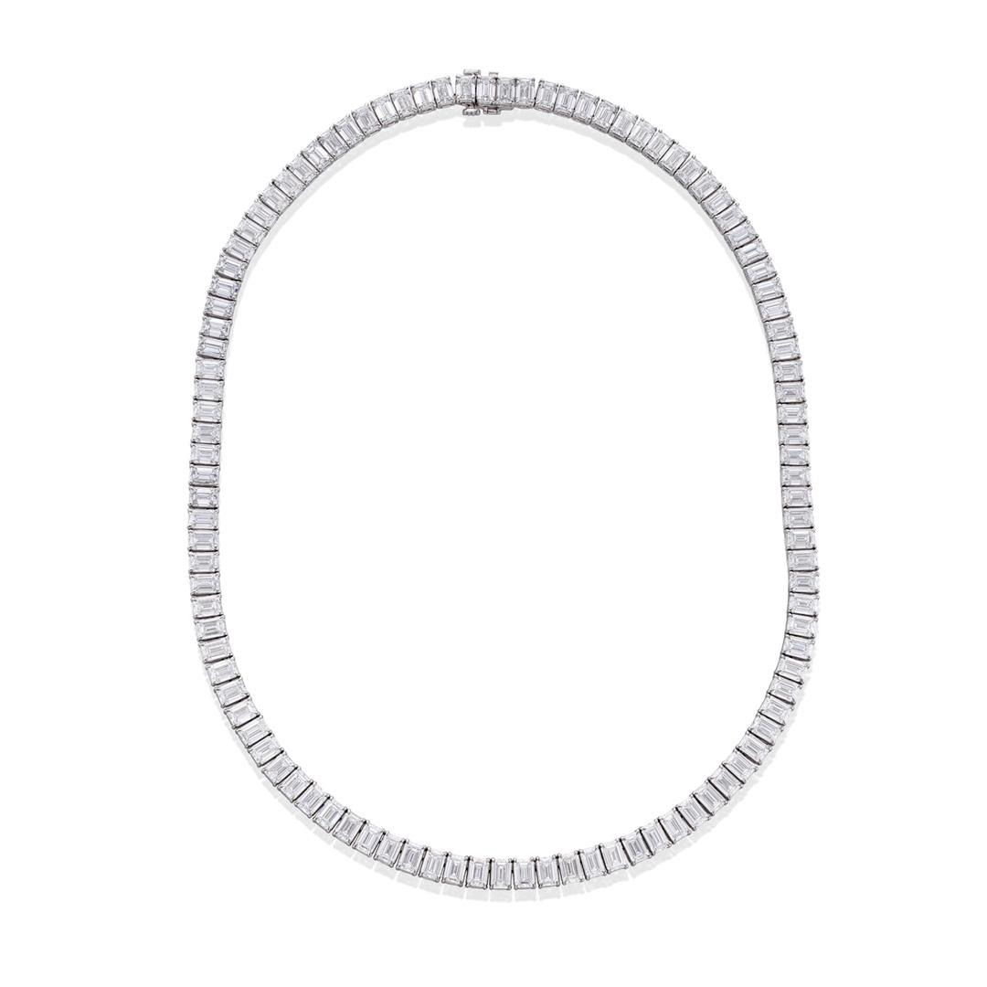 43.11 CTW Emerald-Cut Diamond Line Necklace