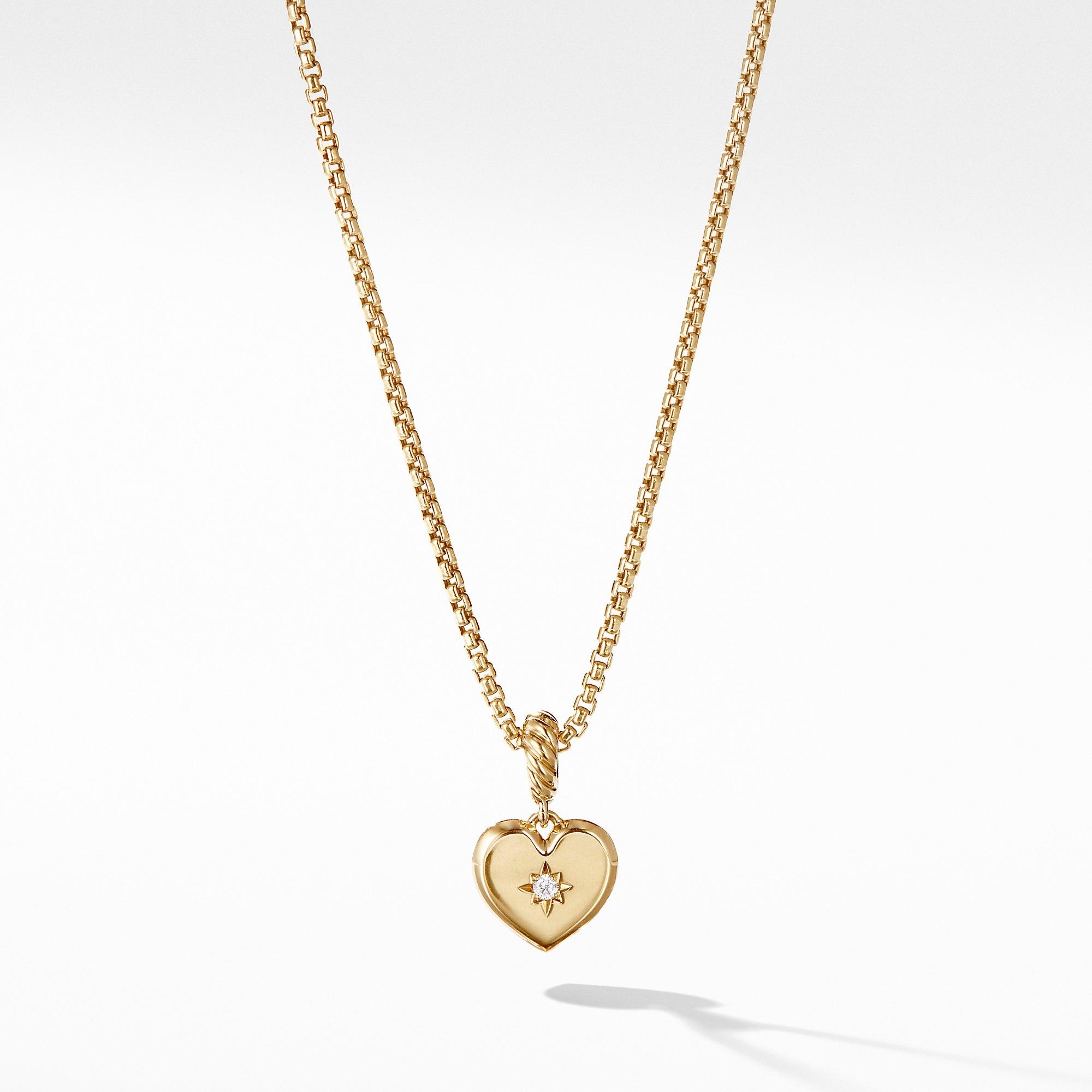 David Yurman Compass Heart Pendant in 18k Yellow Gold with Diamonds