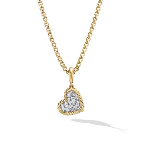 David Yurman DY Elements Heart Pendant in 18K Yellow Gold with Pave Diamonds