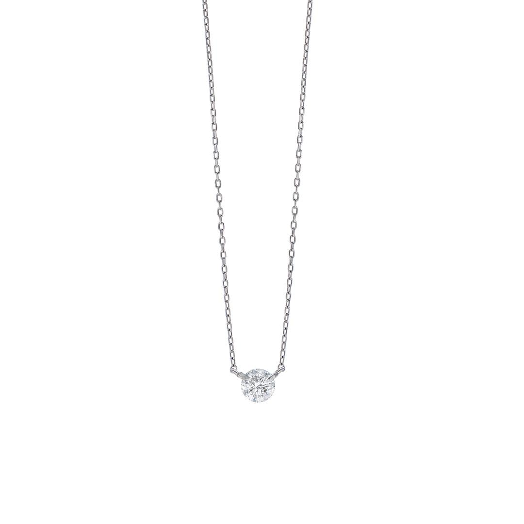 0.35 CT Solitaire Diamond 18k White Gold Necklace