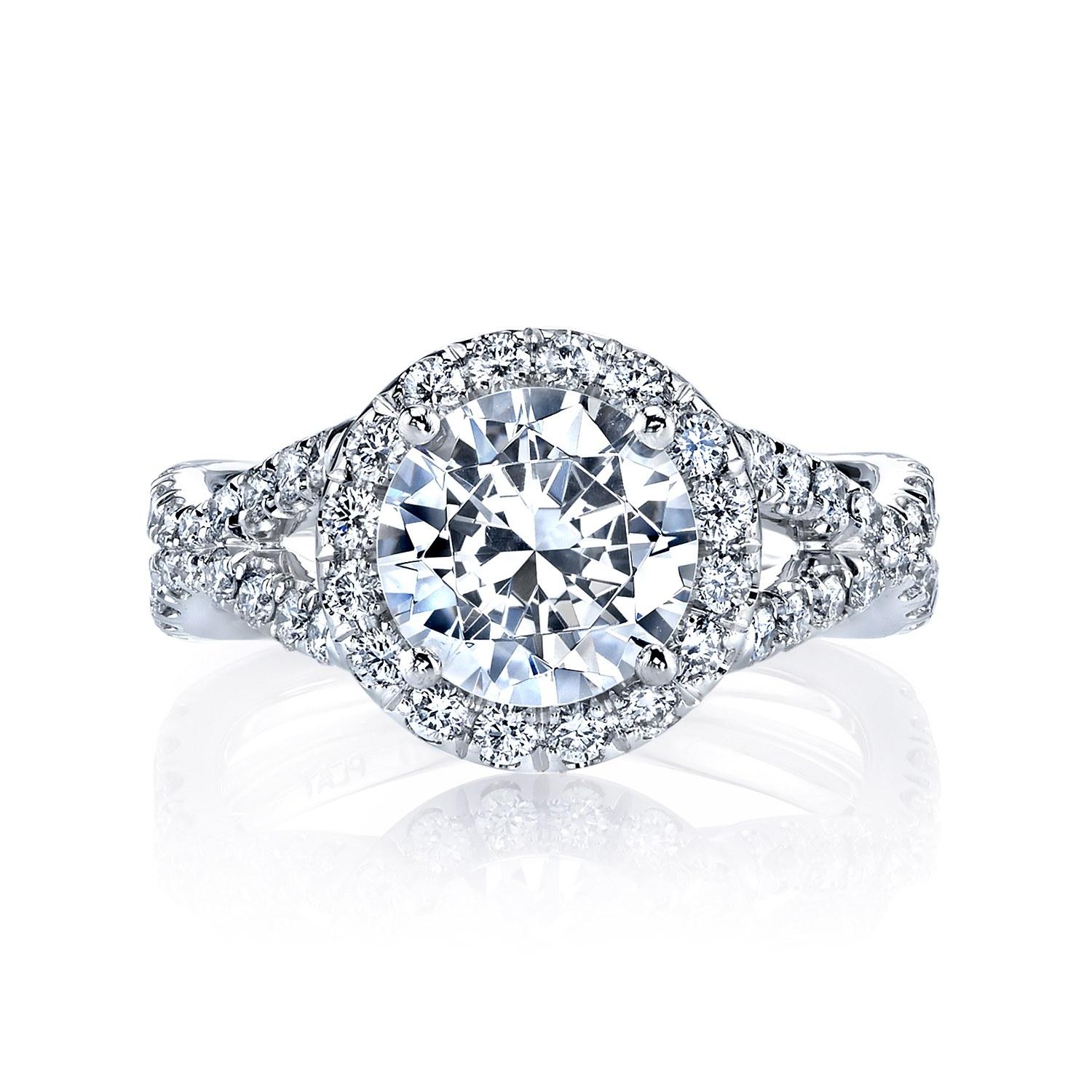 White Gold Semi-Mount Diamond Halo Engagement Ring