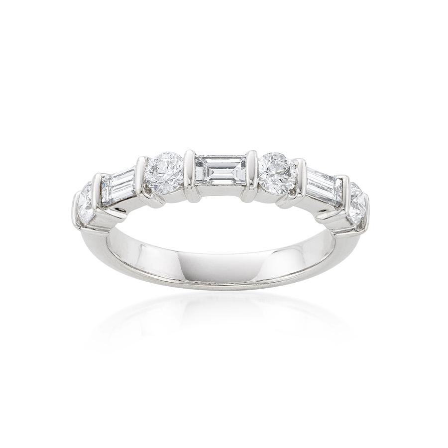 1.03 CTW Baguette and Round Diamond Wedding Band