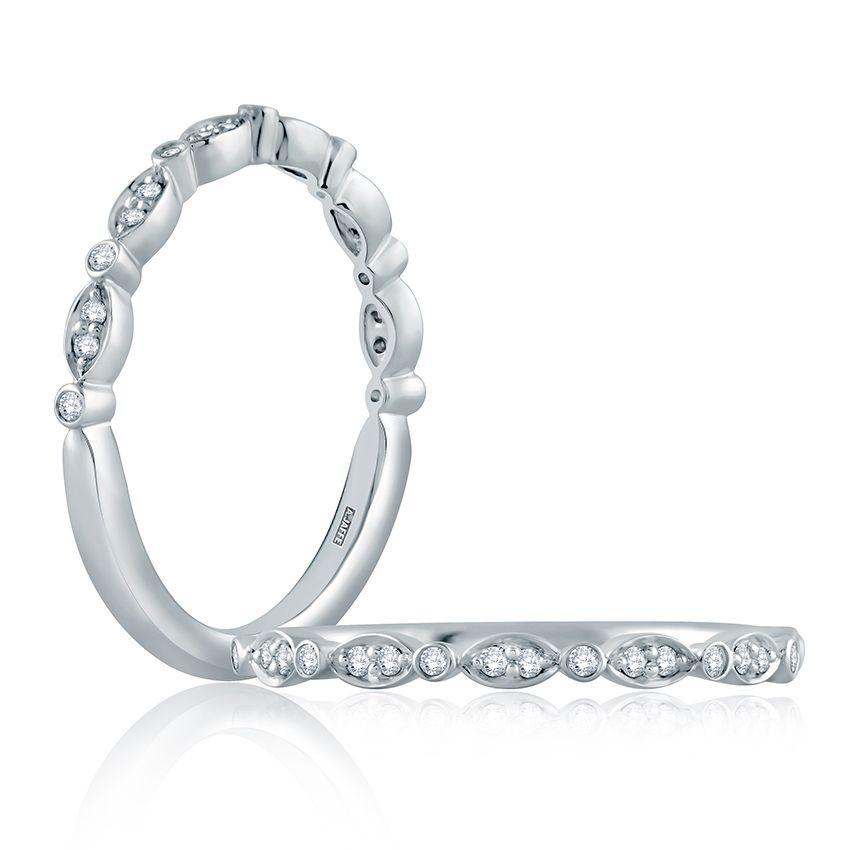 A. Jaffe Marquise and Round Shape Diamond Stackable Half Circle Band
