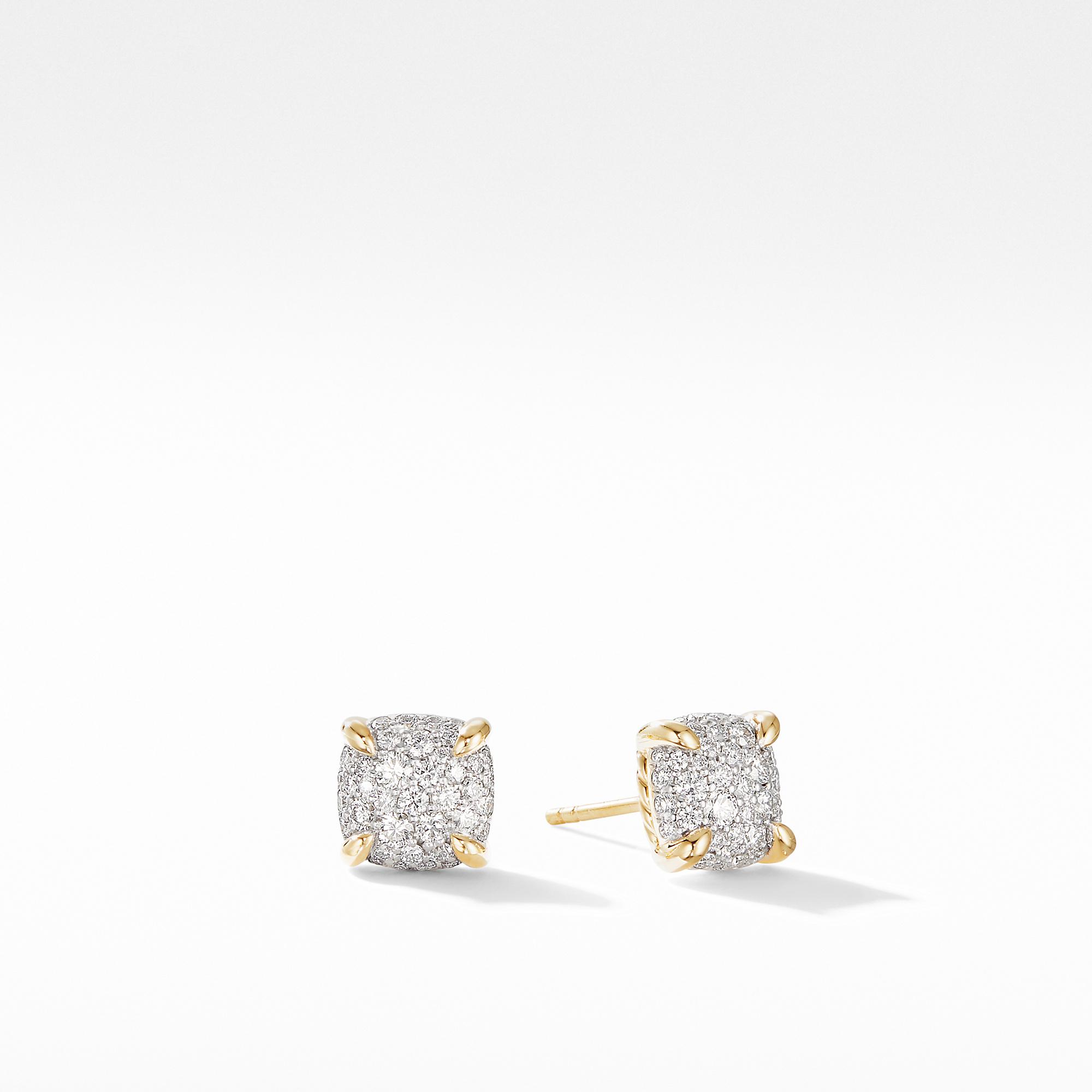 David Yurman Chatelaine Stud Earrings in 18k Yellow Gold with Full Pave Diamonds