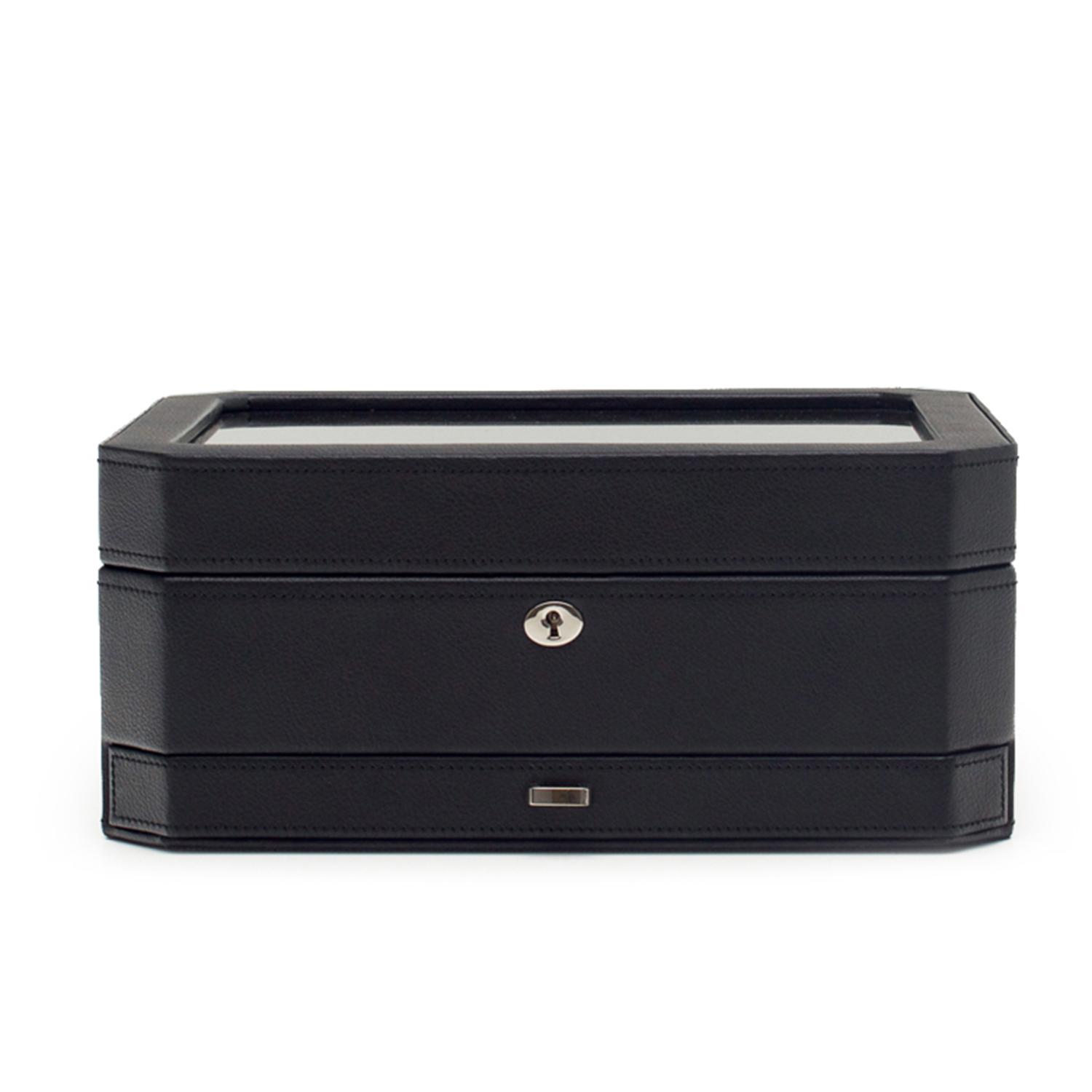 Black Windsor 10 Piece Watch Box with Drawer | Front View