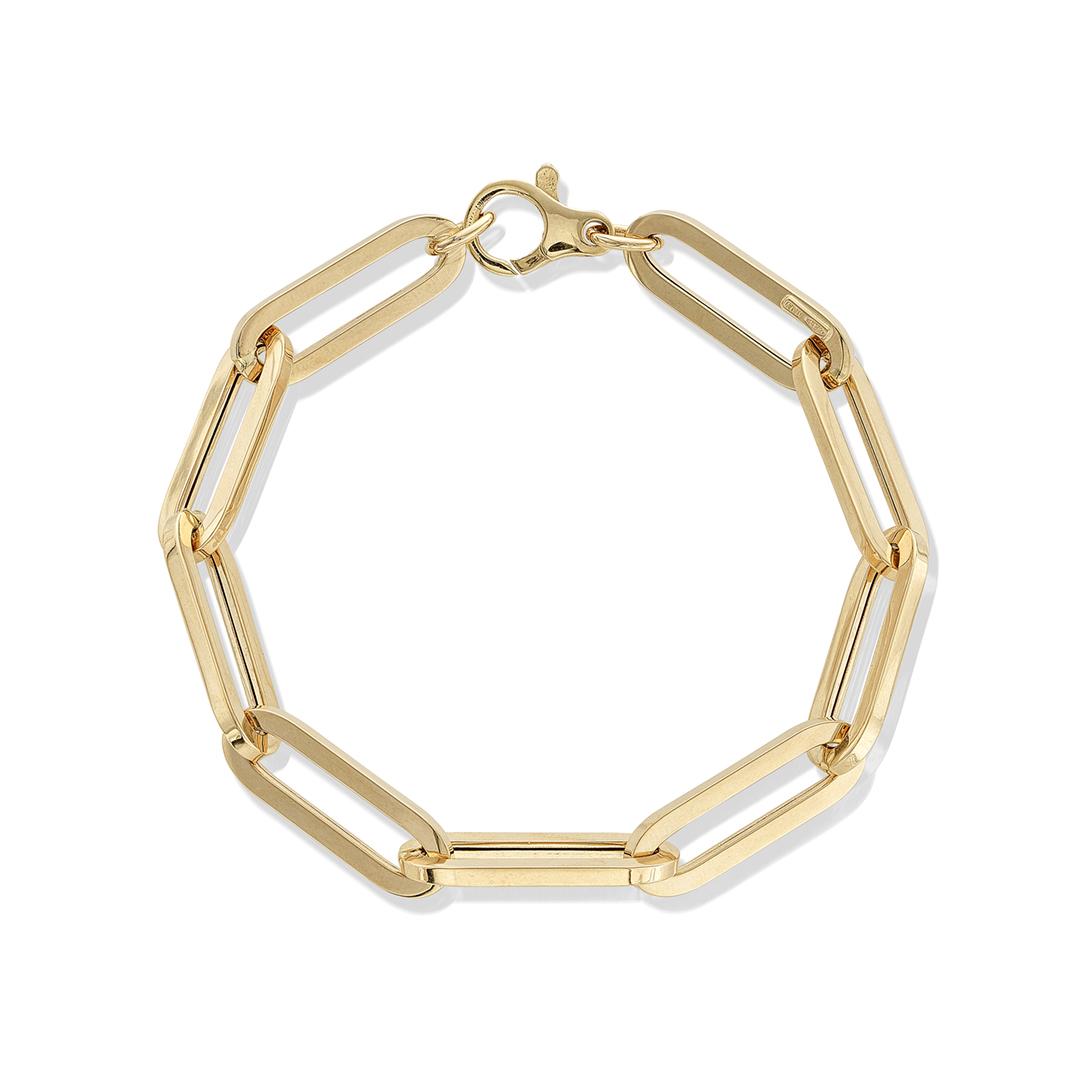 Large Yellow Gold Paperclip Link Bracelet