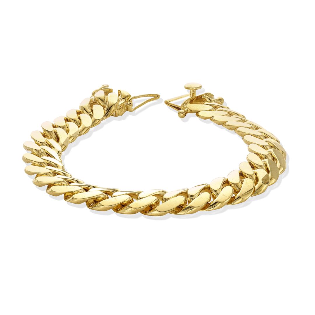 14K Yellow Gold Wide Curb Link Bracelet
